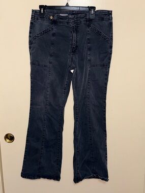 Pilcro Black Flare Wide-Leg Jeans Size 32